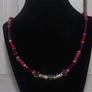 Elegant Pink and Silver Beaded Necklace